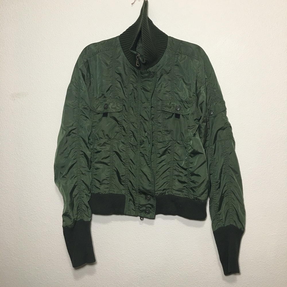 Le Chateau Forest Green Military Jacket Size M Ruched Style
